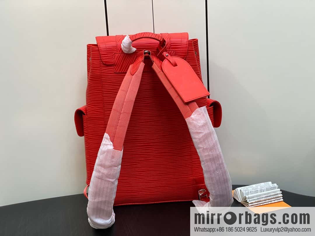 [Premium‑quality] M23764 red letters, full leather epi backpack series Christopher medium backpack M41709 M41379
