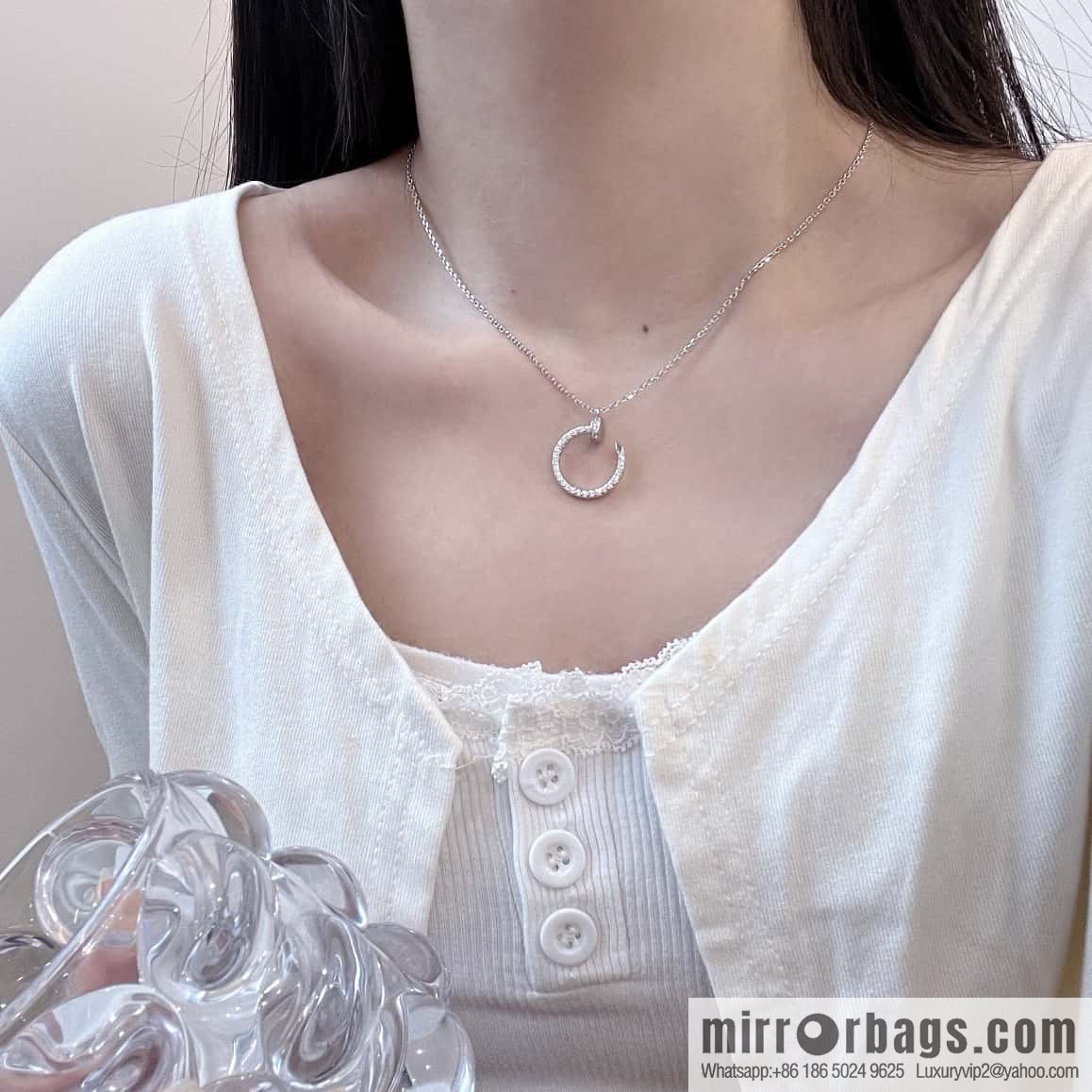 ❗New ❗ ☀ one to one Seiko version ☀ Cartier Cartier glossy, full of diamonds, nail necklace ☀