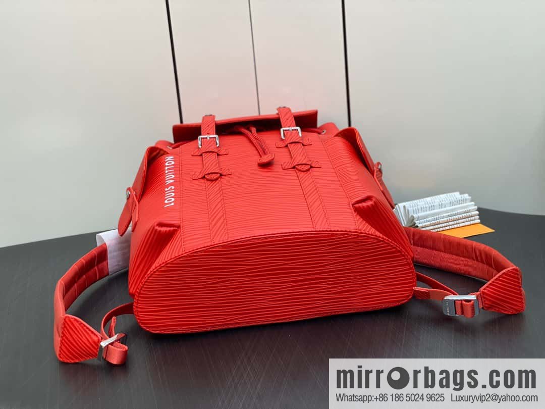 [Premium‑quality] M23764 red letters, full leather epi backpack series Christopher medium backpack M41709 M41379