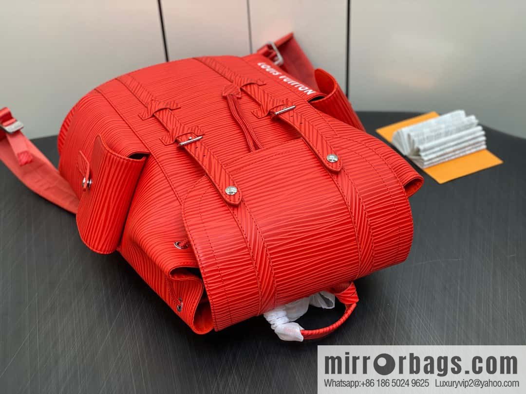 [Premium‑quality] M23764 red letters, full leather epi backpack series Christopher medium backpack M41709 M41379