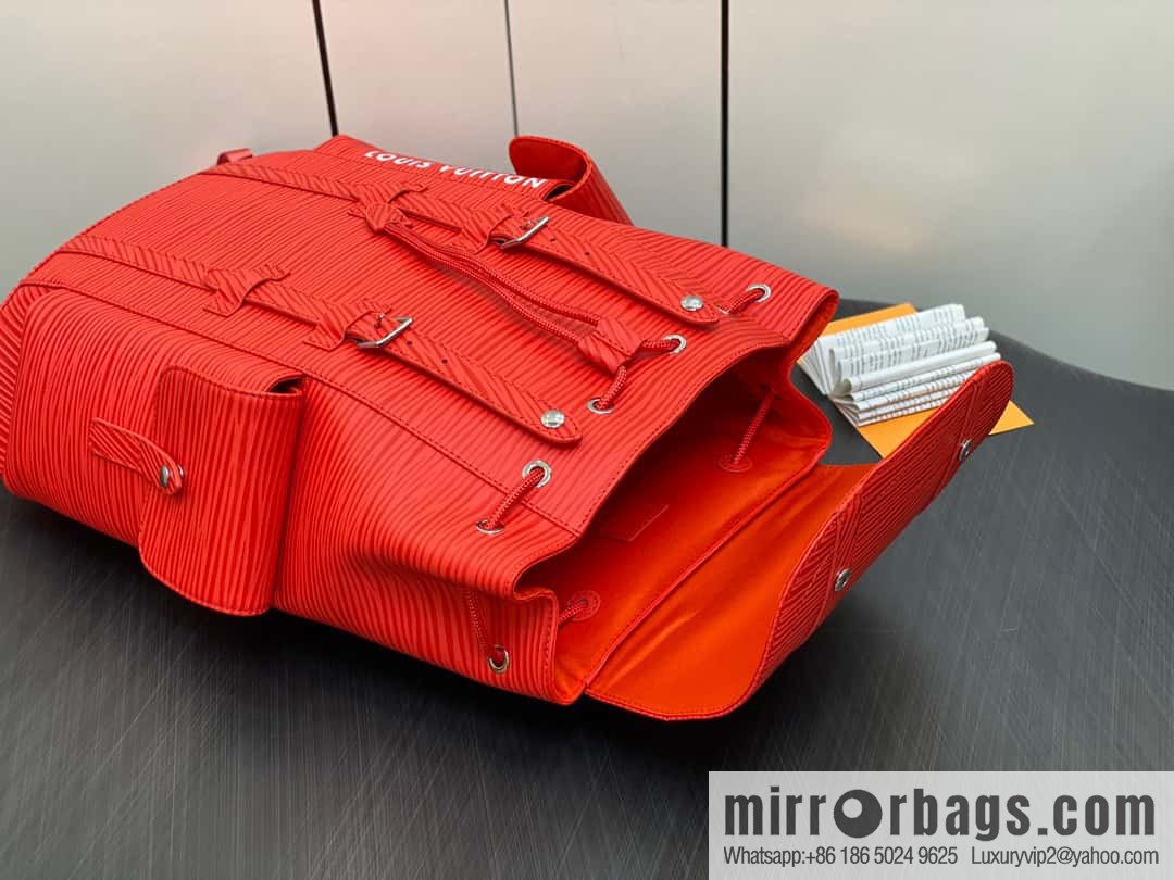 [Premium‑quality] M23764 red letters, full leather epi backpack series Christopher medium backpack M41709 M41379