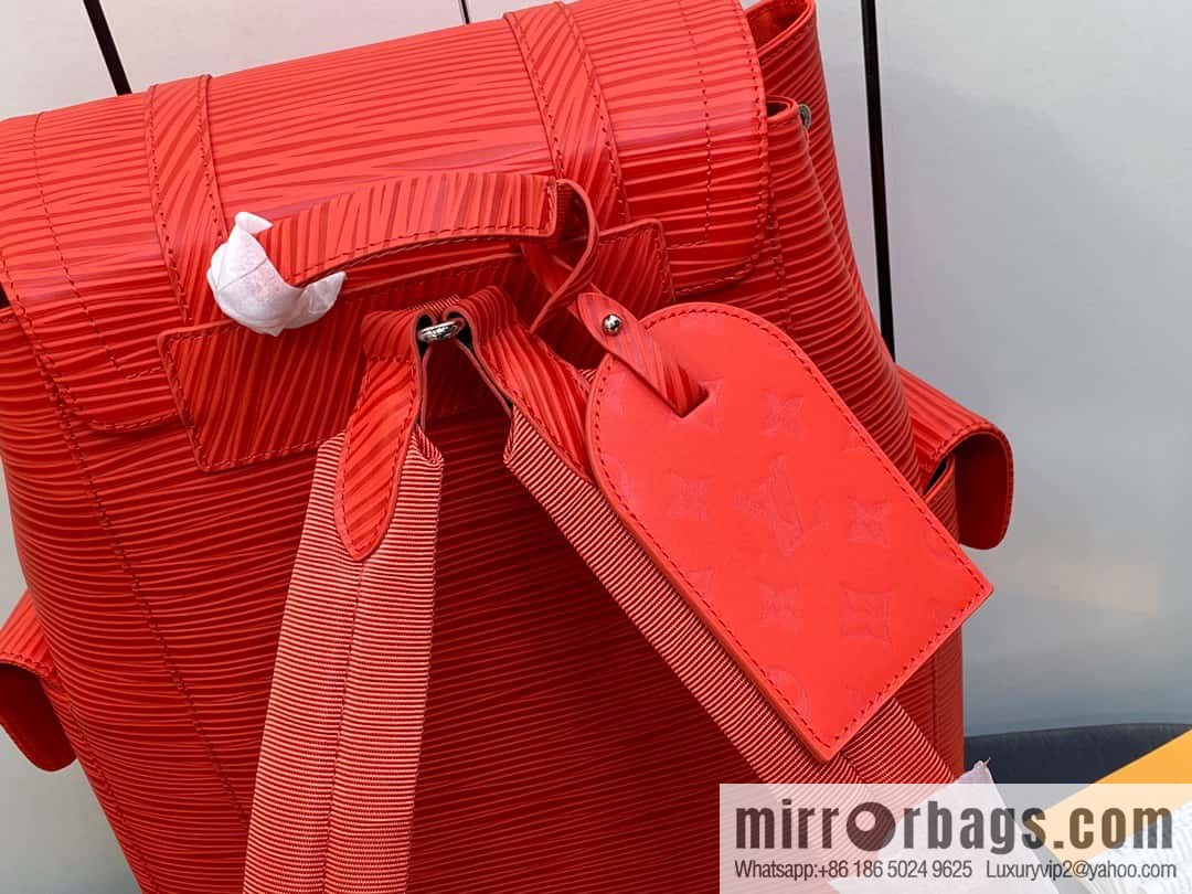 [Premium‑quality] M23764 red letters, full leather epi backpack series Christopher medium backpack M41709 M41379