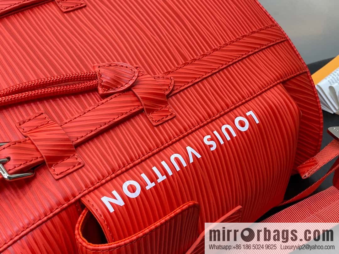 [Premium‑quality] M23764 red letters, full leather epi backpack series Christopher medium backpack M41709 M41379