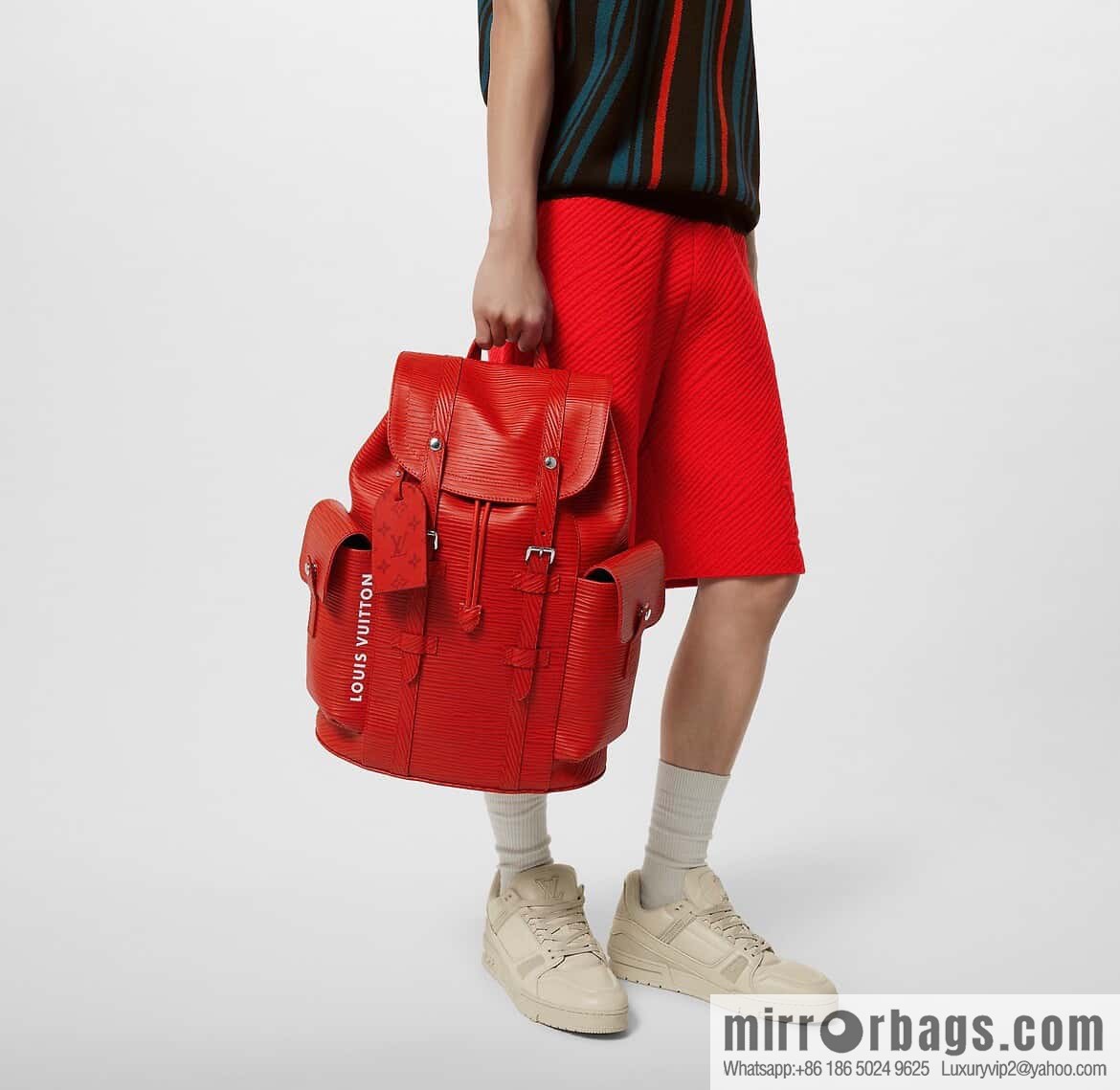 [Premium‑quality] M23764 red letters, full leather epi backpack series Christopher medium backpack M41709 M41379