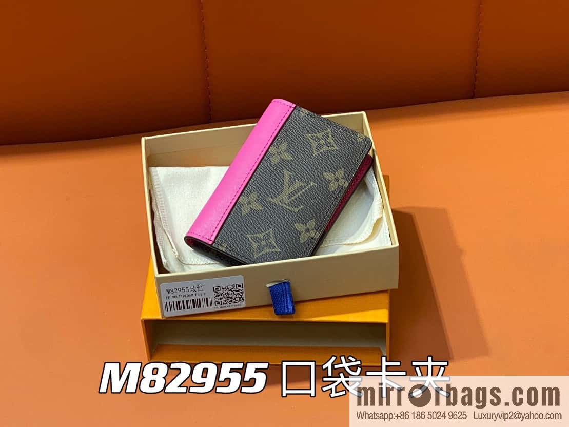 [Premium‑quality] M82955 monogram plum red, card clip wallet series, this Coin card holder, pocket card holder
