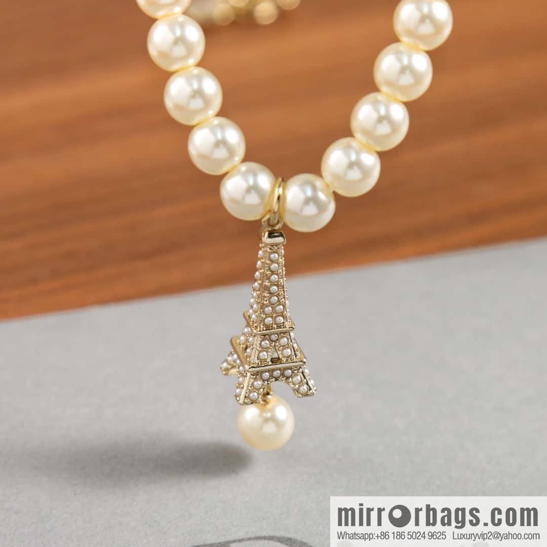 New ☑️ DIOR pearl Eiffel Tower necklace
