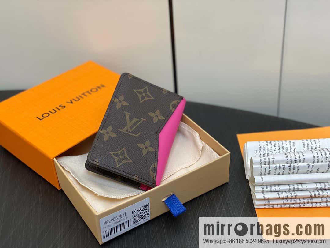 [Premium‑quality] M82955 monogram plum red, card clip wallet series, this Coin card holder, pocket card holder