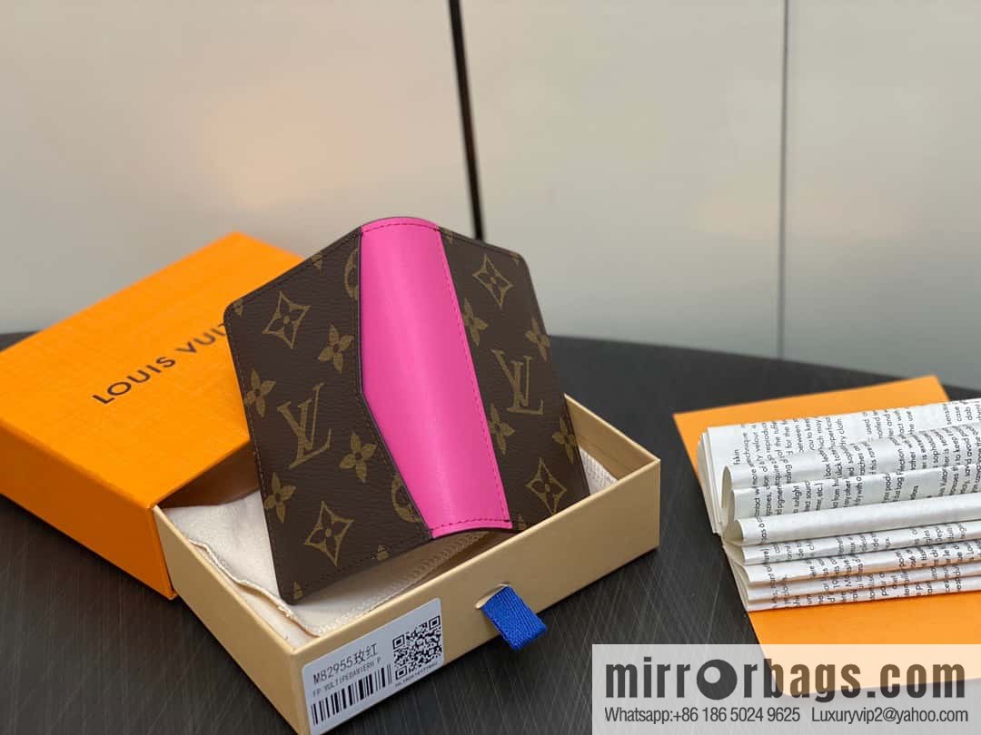 [Premium‑quality] M82955 monogram plum red, card clip wallet series, this Coin card holder, pocket card holder