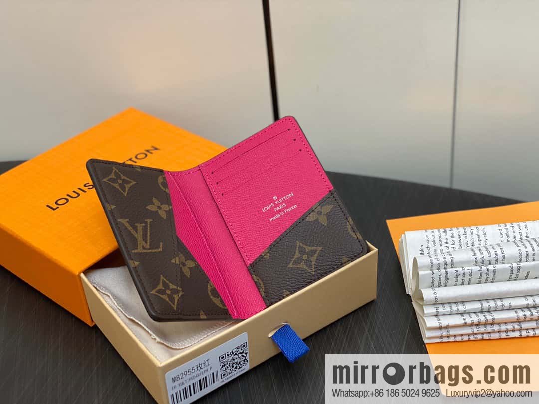 [Premium‑quality] M82955 monogram plum red, card clip wallet series, this Coin card holder, pocket card holder