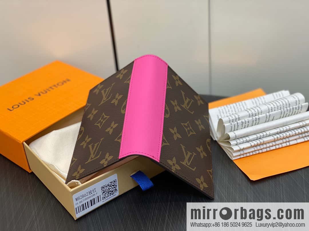 [Premium‑quality] M82862 monogram plum red, passport holder wallet series, passport protective cover