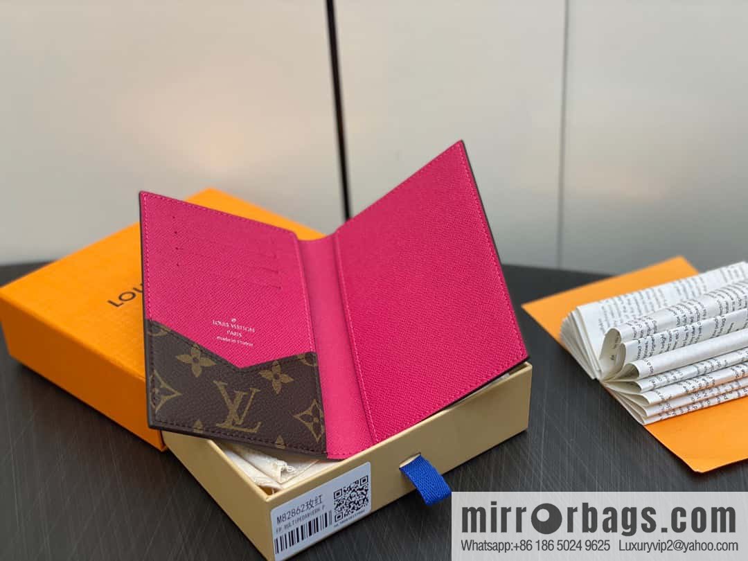[Premium‑quality] M82862 monogram plum red, passport holder wallet series, passport protective cover