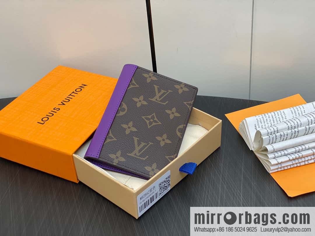[Premium‑quality] M82862 monogram purple, passport holder wallet series, passport protective cover
