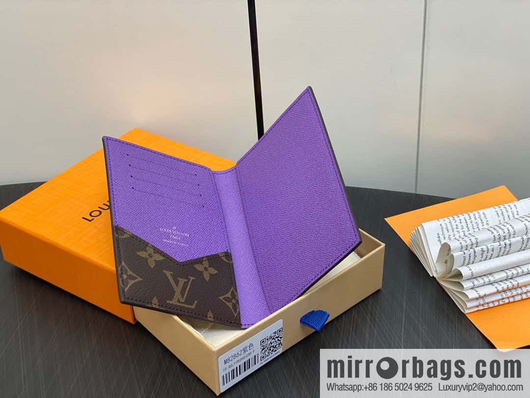 [Premium‑quality] M82862 monogram purple, passport holder wallet series, passport protective cover