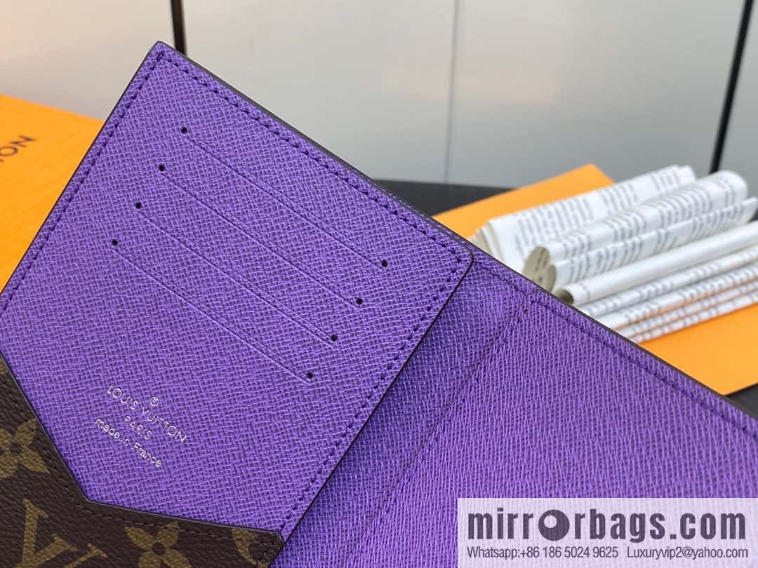 [Premium‑quality] M82862 monogram purple, passport holder wallet series, passport protective cover