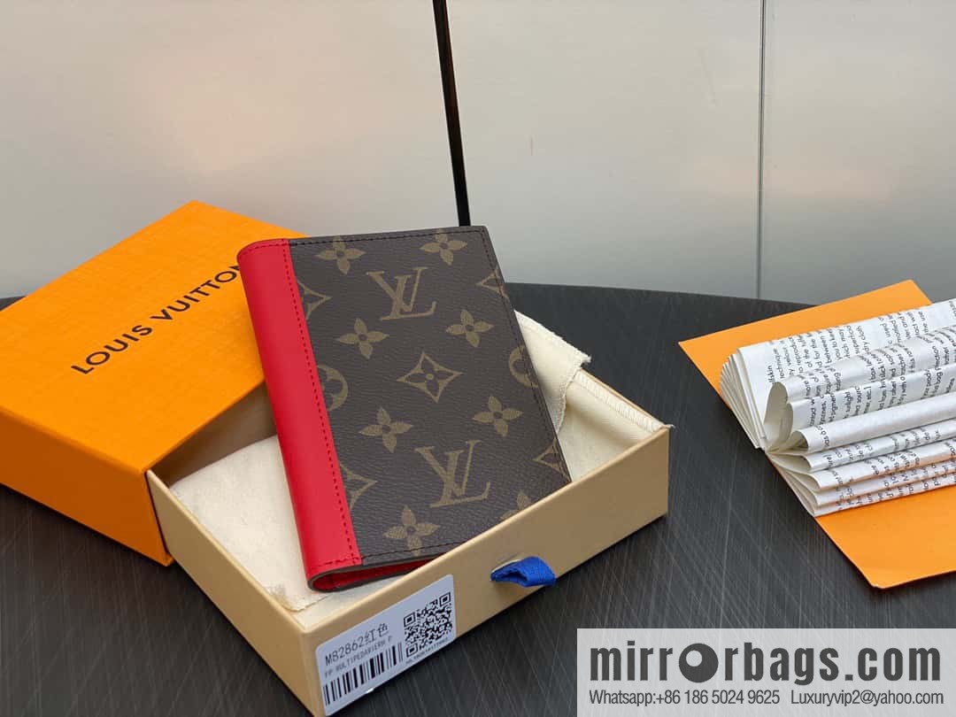[Premium‑quality] M82862 monogram red, passport holder wallet series, passport protective cover