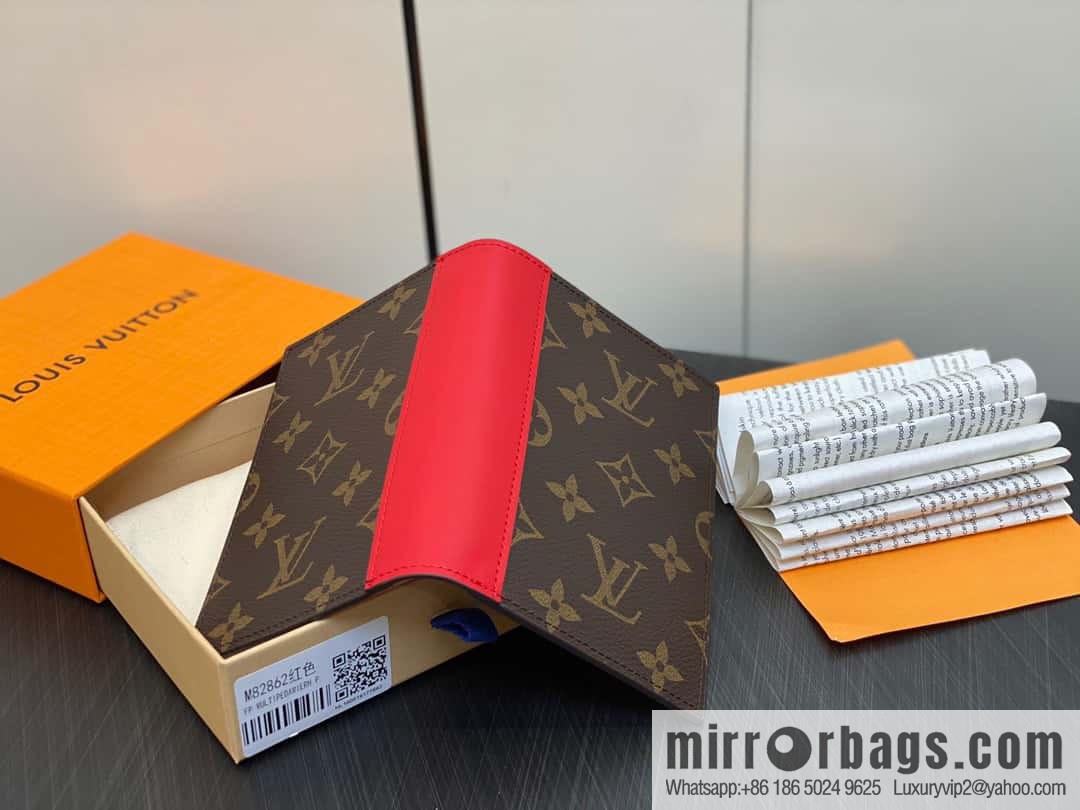 [Premium‑quality] M82862 monogram red, passport holder wallet series, passport protective cover