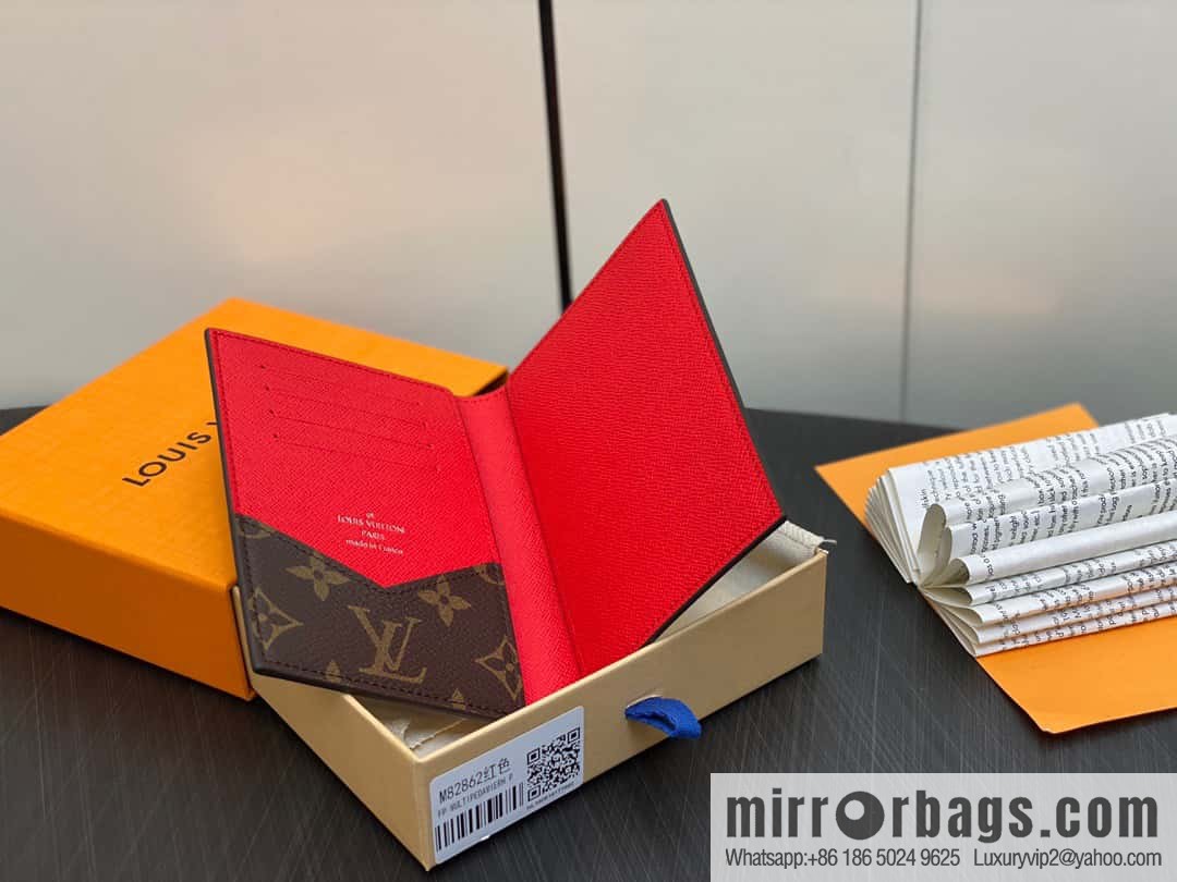 [Premium‑quality] M82862 monogram red, passport holder wallet series, passport protective cover