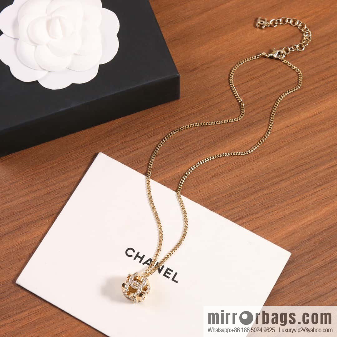 ☀️New ☑️ Chanel Double C Square Full Diamond Dice Necklace ☀️