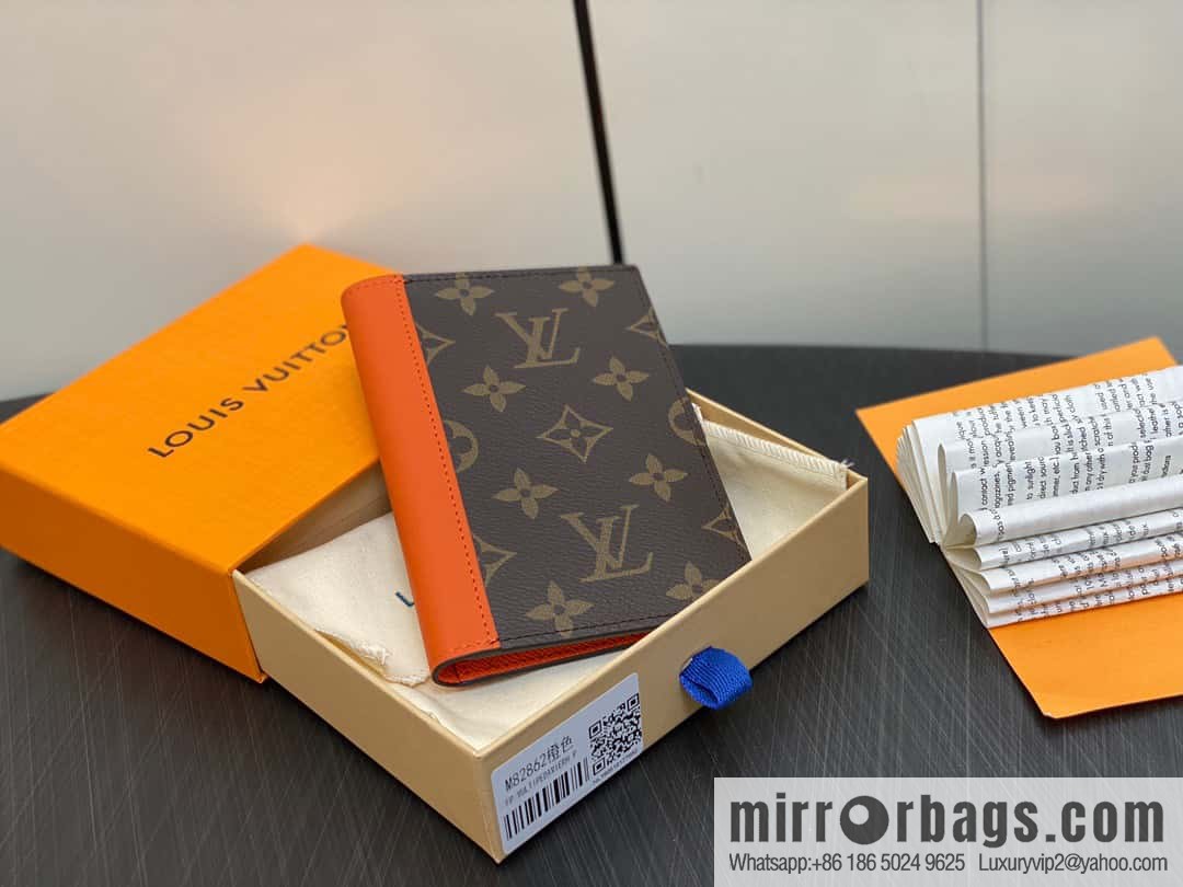 [Premium‑quality] M82862 monogram orange, passport holder wallet series, passport protective cover