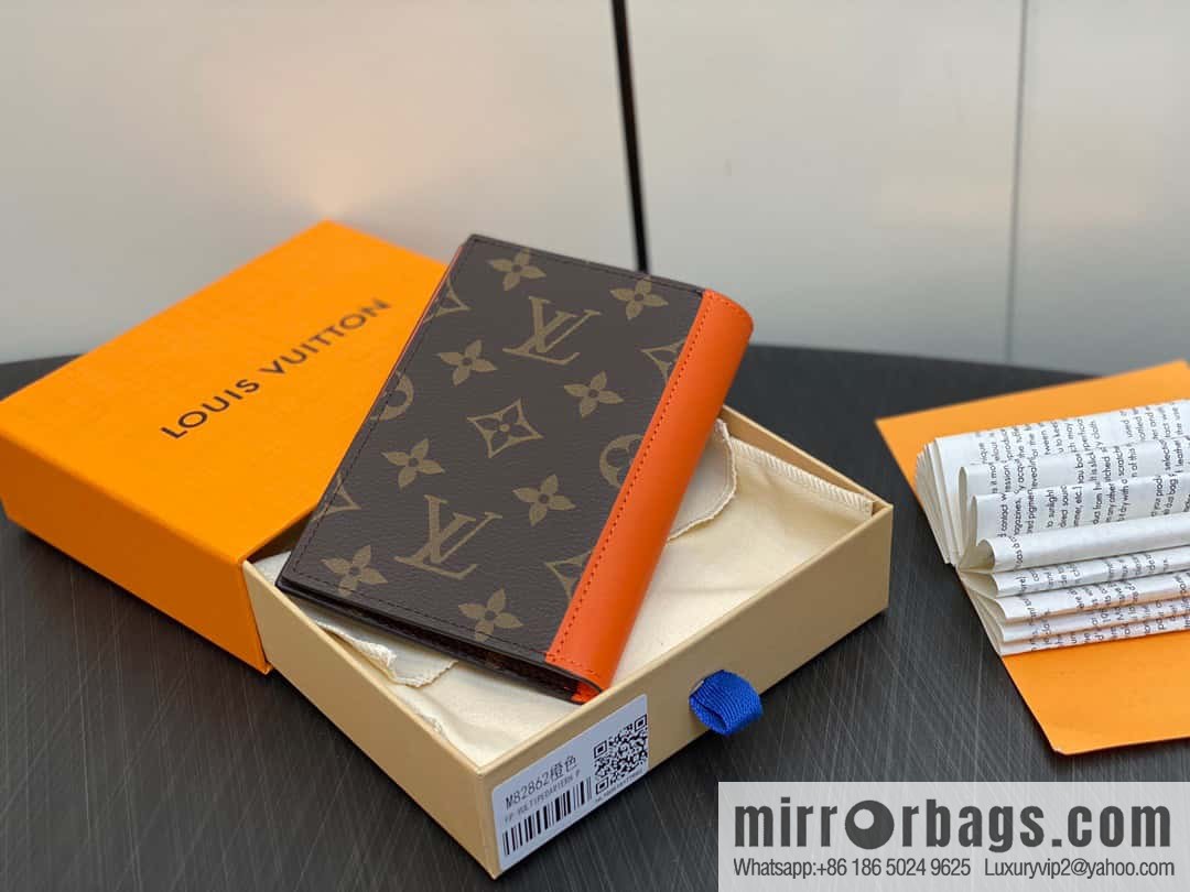 [Premium‑quality] M82862 monogram orange, passport holder wallet series, passport protective cover