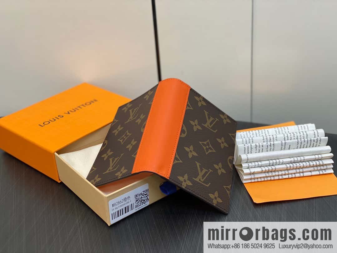 [Premium‑quality] M82862 monogram orange, passport holder wallet series, passport protective cover