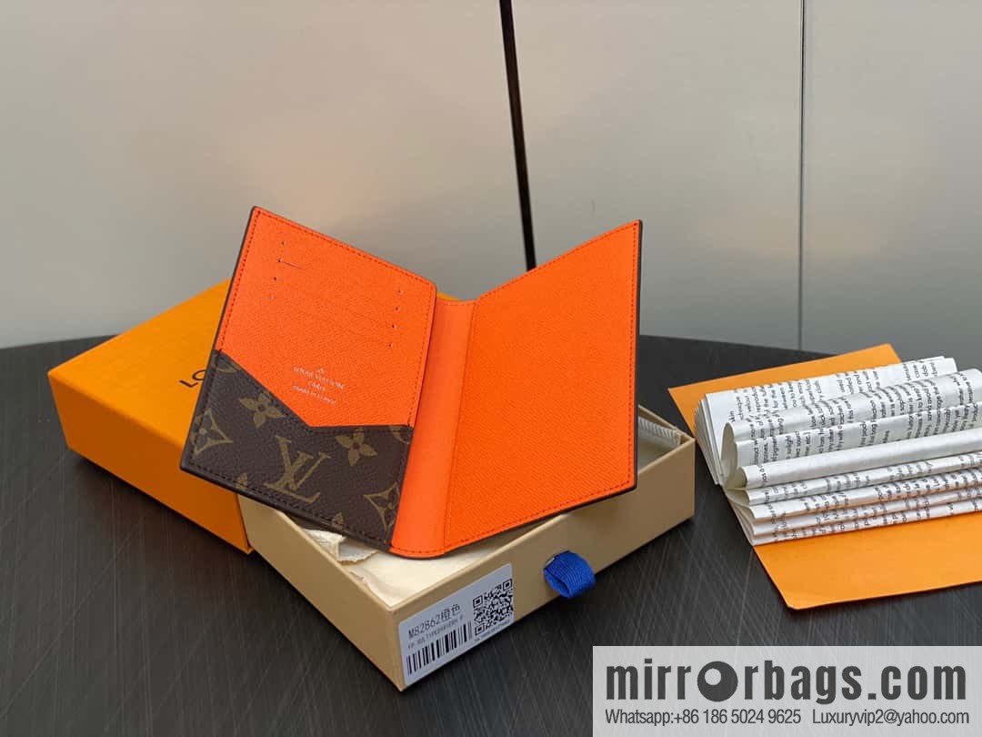 [Premium‑quality] M82862 monogram orange, passport holder wallet series, passport protective cover