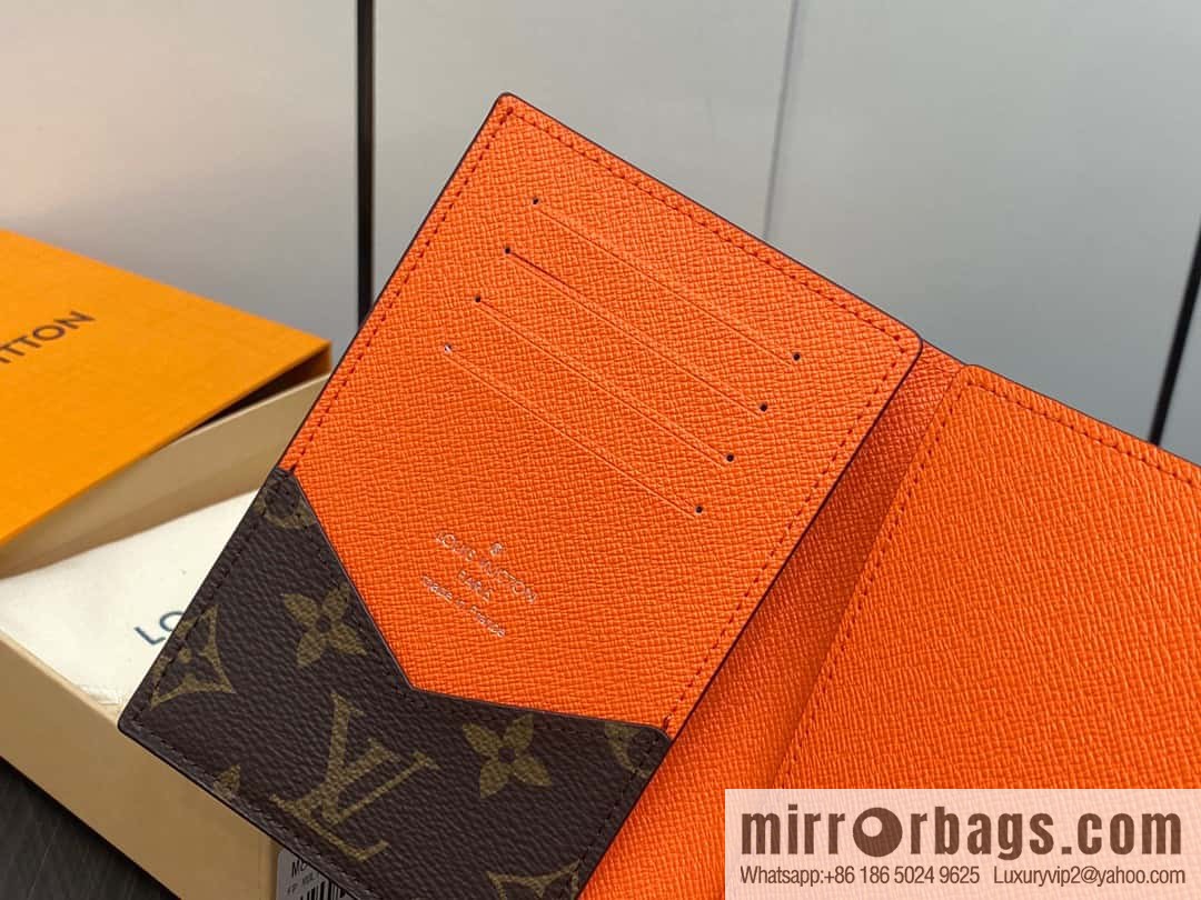[Premium‑quality] M82862 monogram orange, passport holder wallet series, passport protective cover