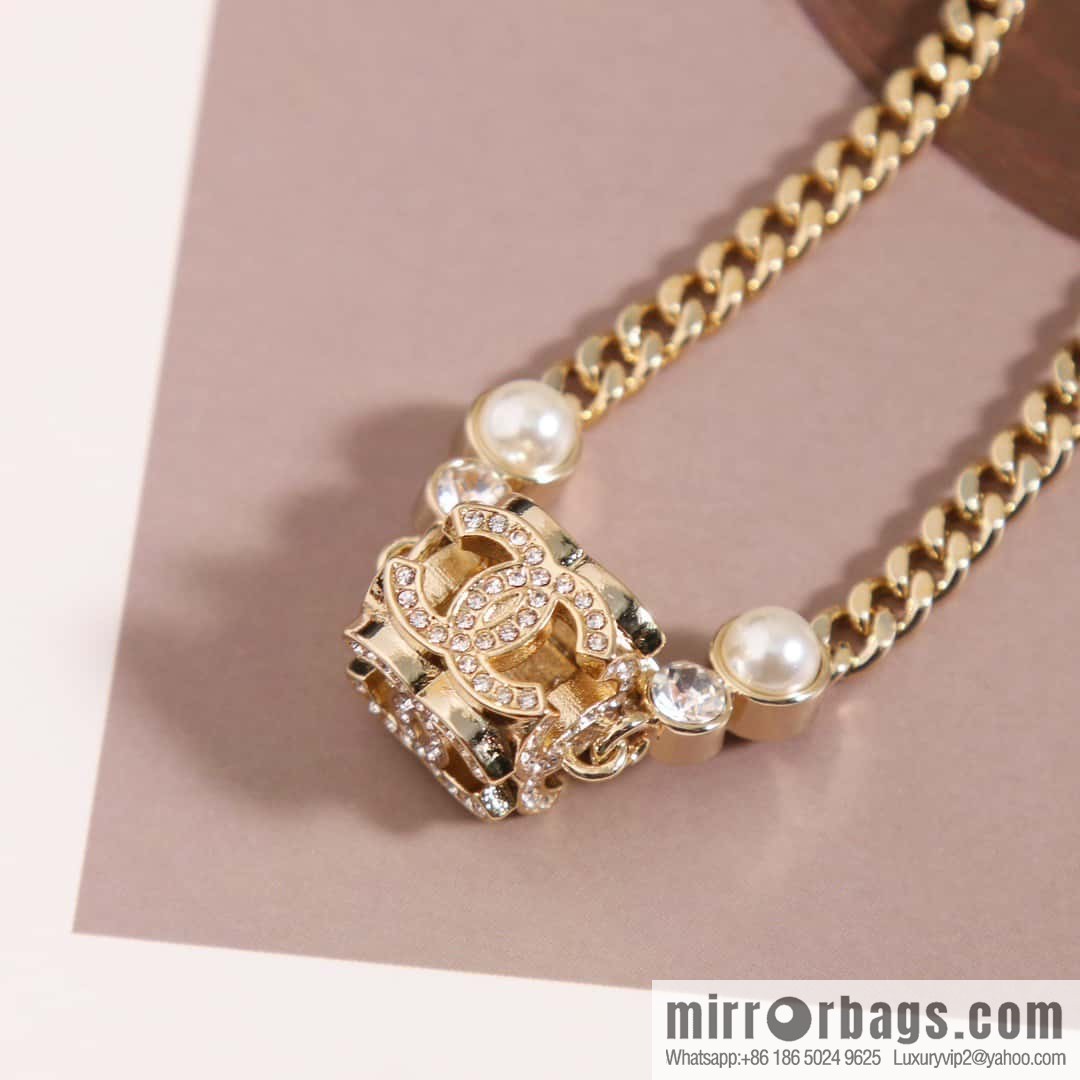☀️New ☑️ Chanel Double C Square Full Diamond Dice Necklace ☀️