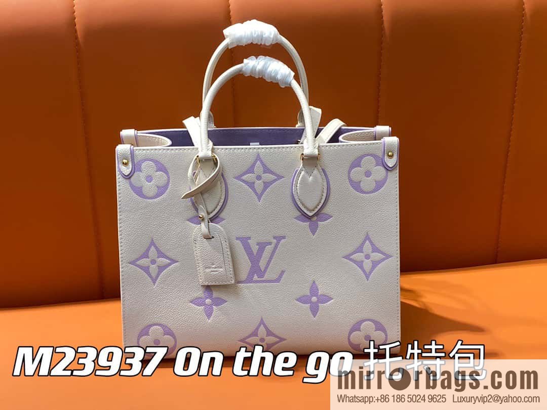 [Boutique‑grade] M23937 taro milk tea purple M45595 full leather square bag series On the go tote bag