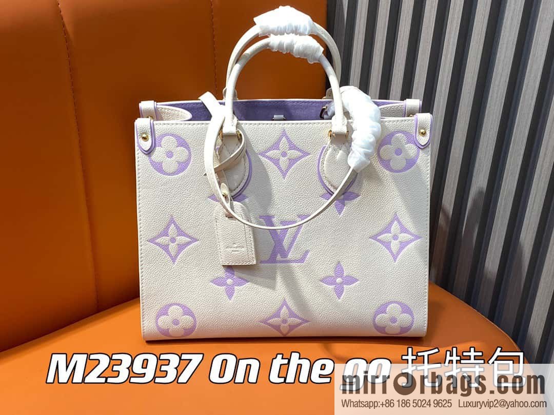 [Boutique‑grade] M23937 taro milk tea purple M45595 full leather square bag series On the go tote bag