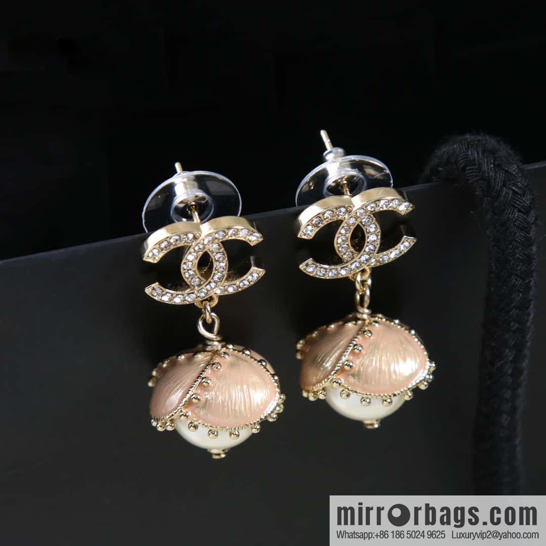 ☀️New ☑️ Chanel C2 double c pearl oil stud earrings ☀️