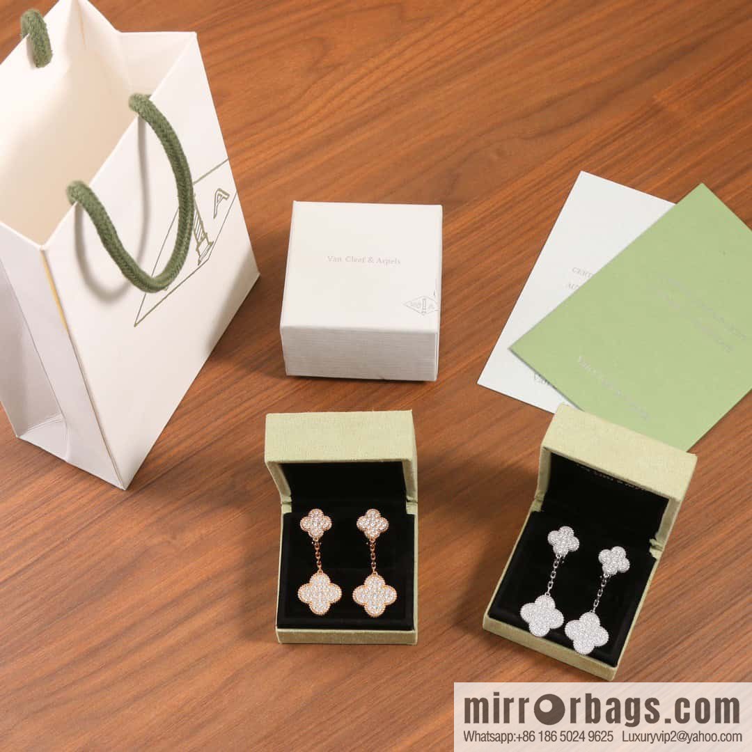 Van Cleef & Arpels Magic Alhambra Full Diamond Clover Ear Pat Earrings Earrings