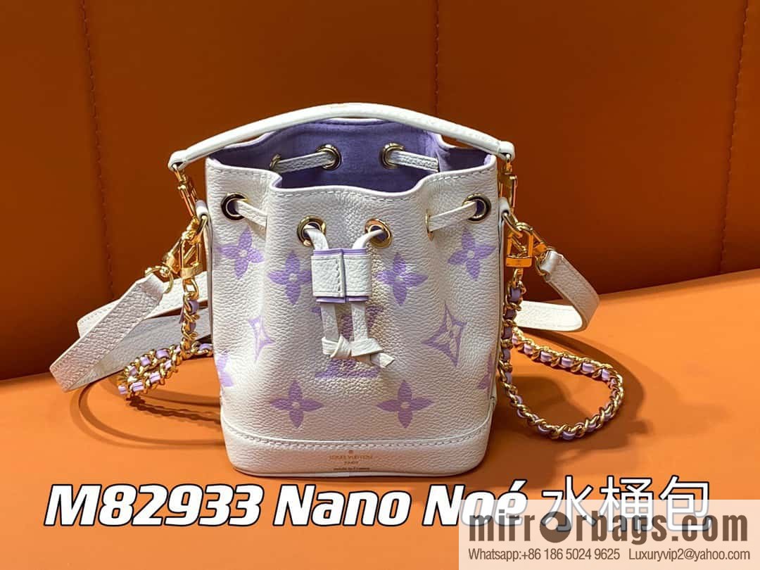 [Boutique‑grade] M82933 taro milk tea purple, full leather mini Nano Noé bucket bag M81626 M46291 Nano Noé handbag