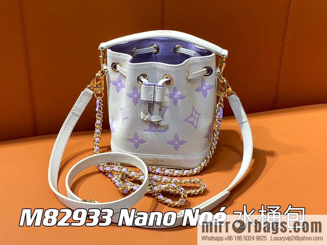 [Boutique‑grade] M82933 taro milk tea purple, full leather mini Nano Noé bucket bag M81626 M46291 Nano Noé handbag