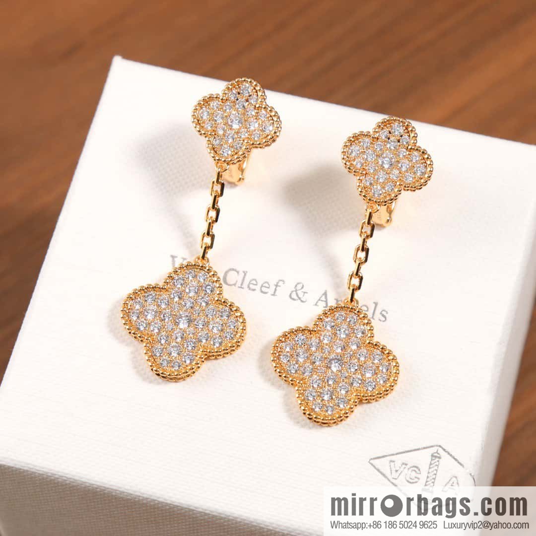 Van Cleef & Arpels Magic Alhambra Full Diamond Clover Ear Pat Earrings Earrings