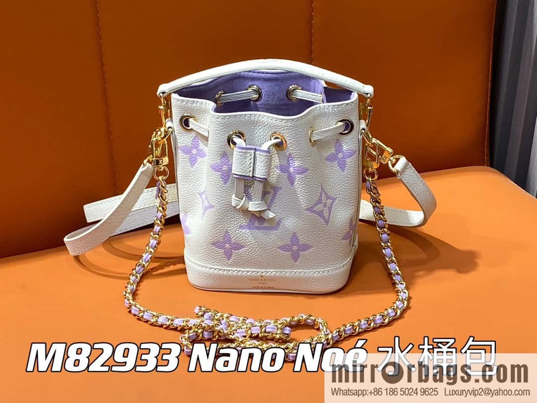 [Boutique‑grade] M82933 taro milk tea purple, full leather mini Nano Noé bucket bag M81626 M46291 Nano Noé handbag