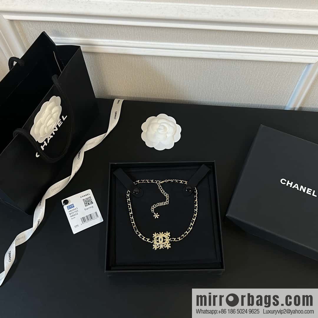 ☀️New ☑️ Chanel Double C Square Flower Black Leather Rope Necklace Necklace Choker ☀️
