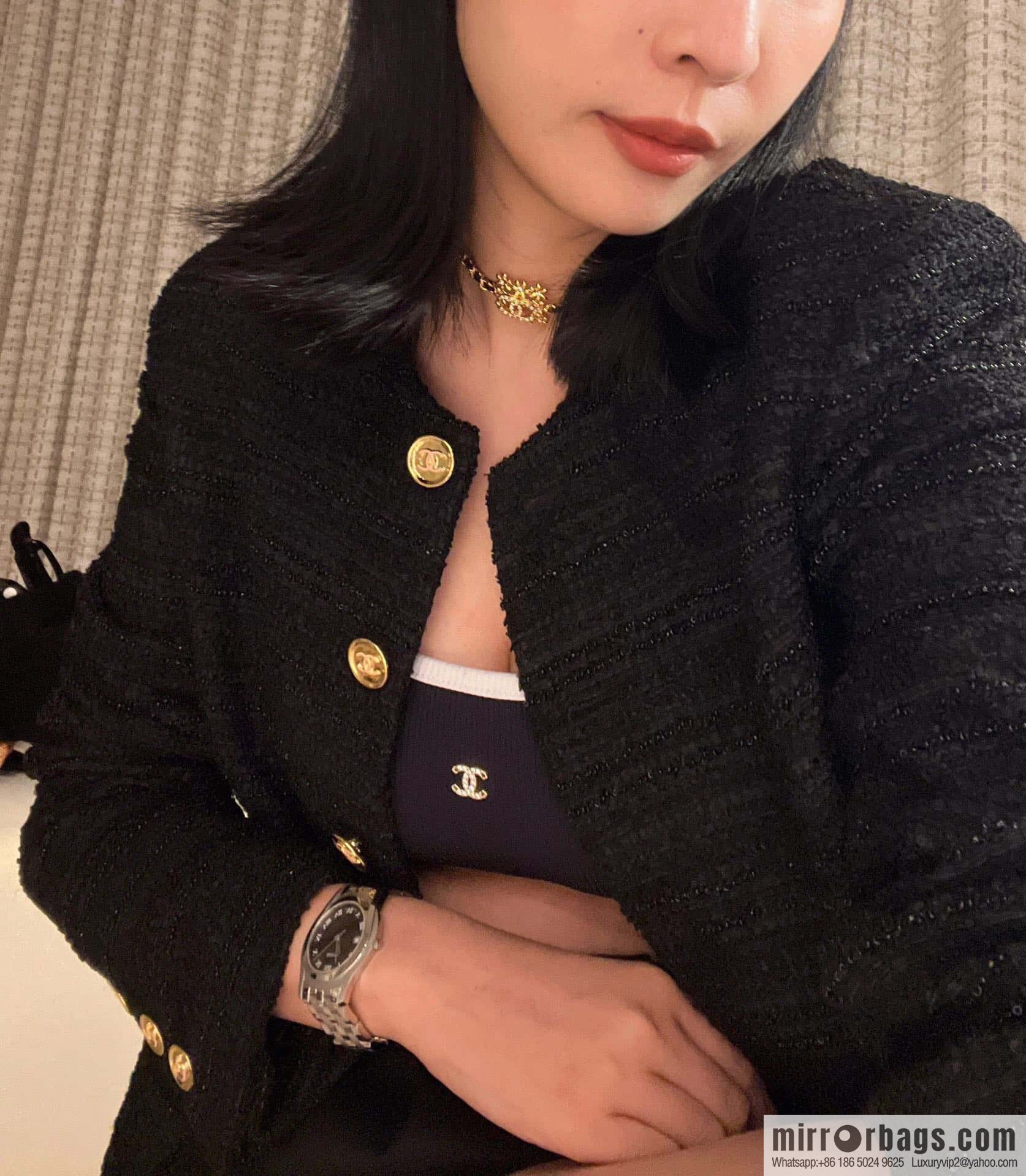 ☀️New ☑️ Chanel Double C Square Flower Black Leather Rope Necklace Necklace Choker ☀️