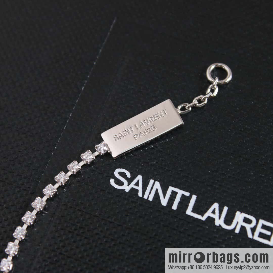 ❗️New ❗️ [Style] Saint Laurent Silver Full Diamond YSL Bracelet