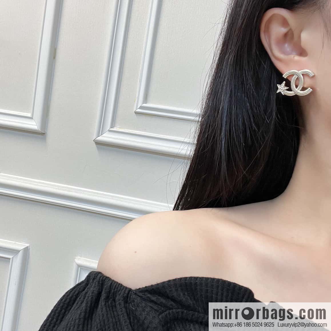 New ☑️ Chanel c1 double c five-pointed star stud earrings