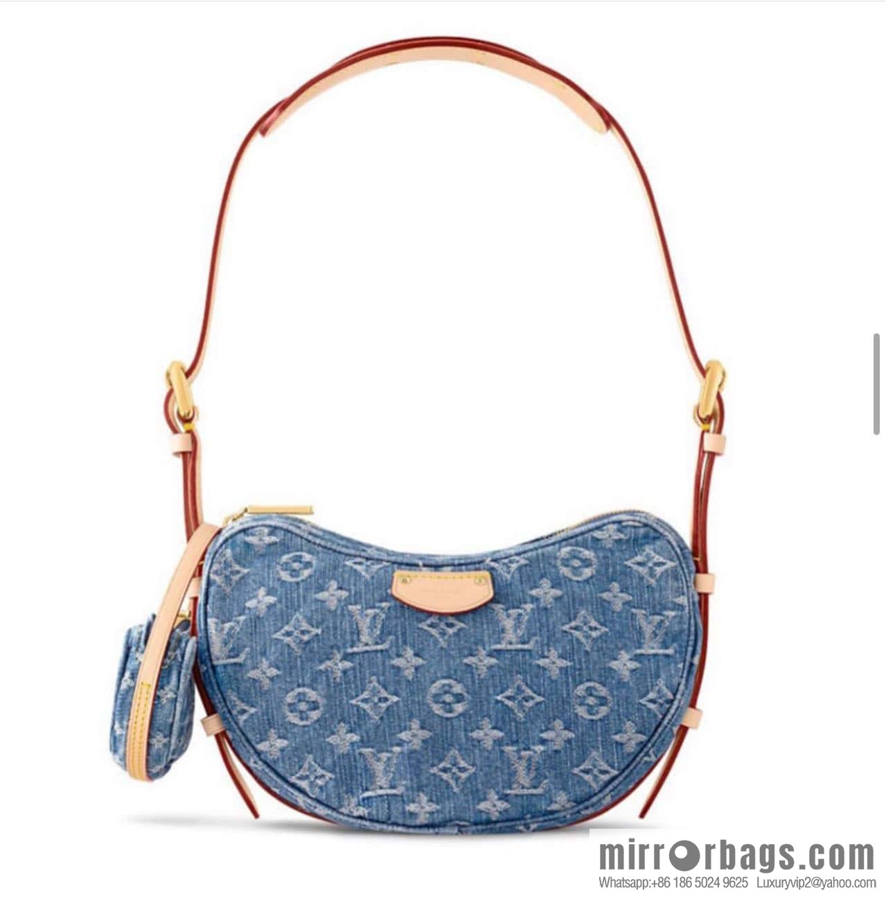 [Boutique‑grade] M46856 blue, denim bowl bean bag series Croissant MM croissant bag 2024 early spring series croissant bag