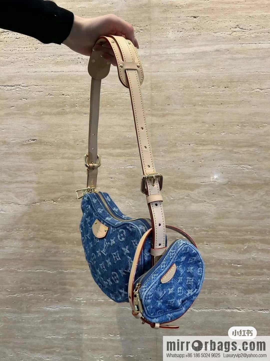 [Boutique‑grade] M46856 blue, denim bowl bean bag series Croissant MM croissant bag 2024 early spring series croissant bag