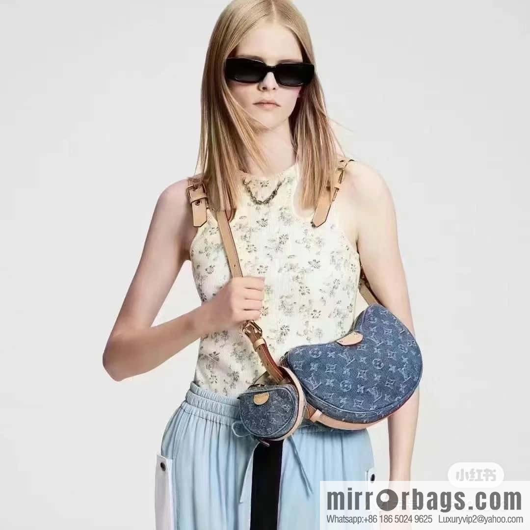 [Boutique‑grade] M46856 blue, denim bowl bean bag series Croissant MM croissant bag 2024 early spring series croissant bag