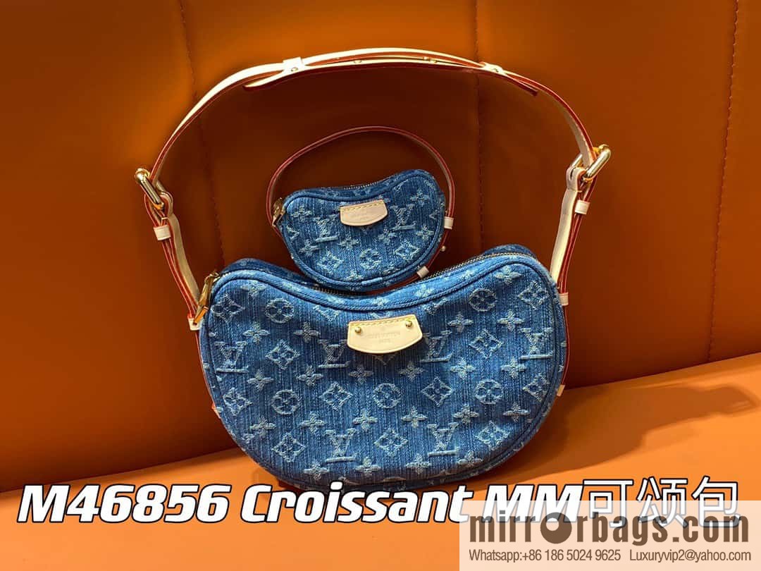 [Boutique‑grade] M46856 blue, denim bowl bean bag series Croissant MM croissant bag 2024 early spring series croissant bag