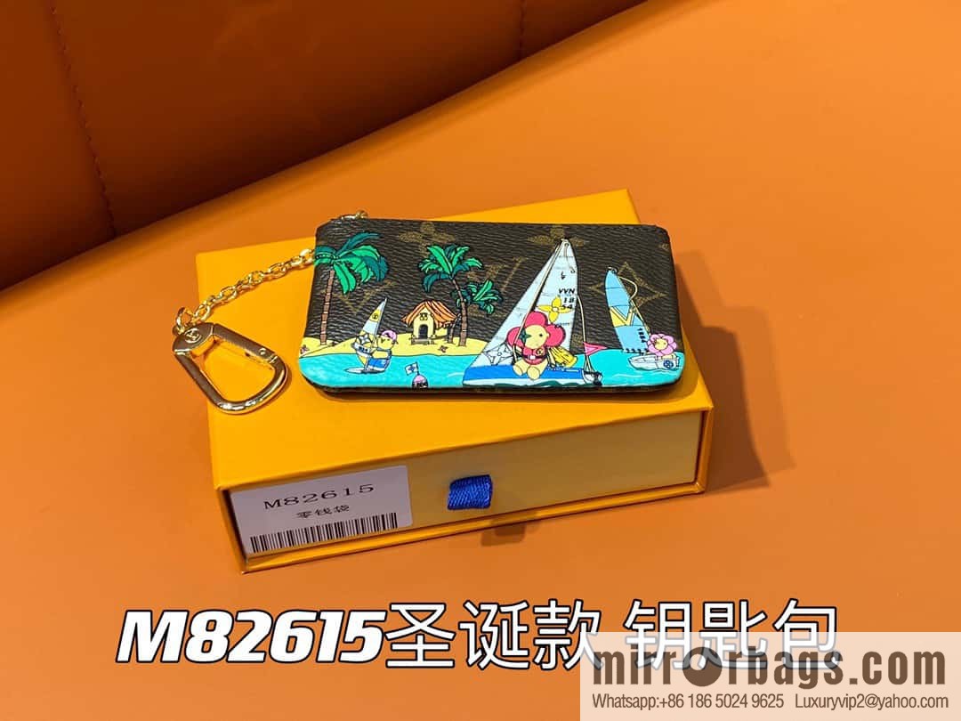 [Boutique‑grade] M82615 Christmas model, key bag wallet series, key bag 2023 Christmas M62650 82620 silk screen key bag