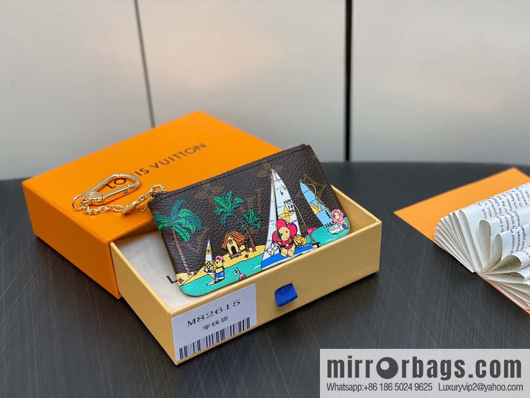 [Boutique‑grade] M82615 Christmas model, key bag wallet series, key bag 2023 Christmas M62650 82620 silk screen key bag