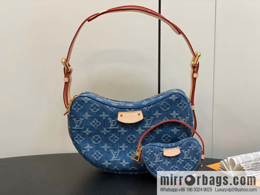 [Boutique‑grade] M46856 blue, denim bowl bean bag series Croissant MM croissant bag 2024 early spring series croissant bag