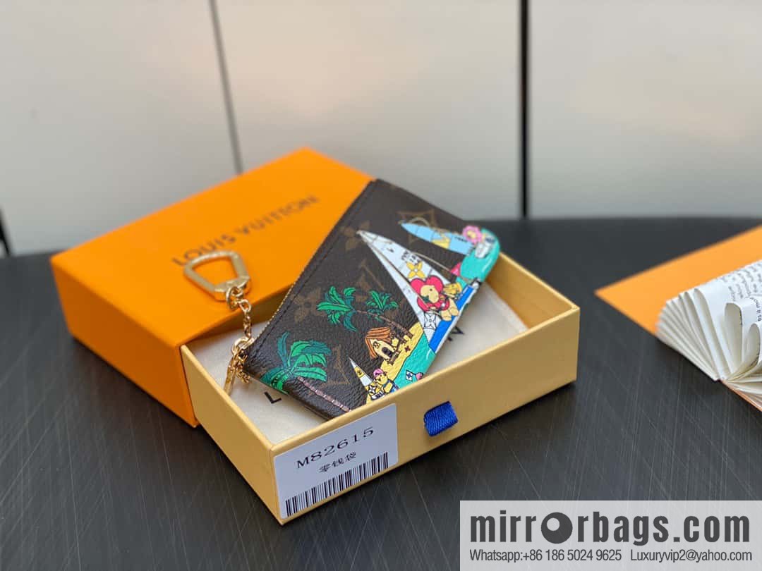 [Boutique‑grade] M82615 Christmas model, key bag wallet series, key bag 2023 Christmas M62650 82620 silk screen key bag