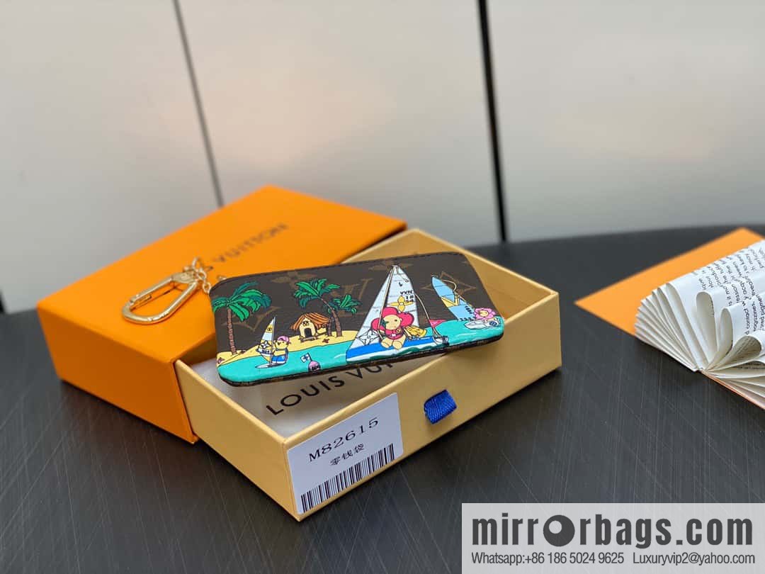 [Boutique‑grade] M82615 Christmas model, key bag wallet series, key bag 2023 Christmas M62650 82620 silk screen key bag