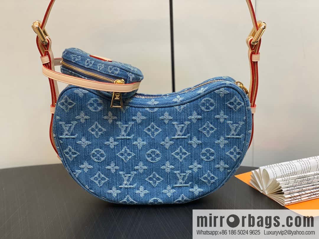 [Boutique‑grade] M46856 blue, denim bowl bean bag series Croissant MM croissant bag 2024 early spring series croissant bag